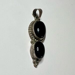 Vintage Sterling Silver Black Onyx Pendant